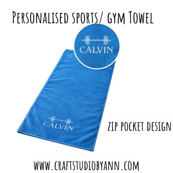 Stay dry and focused with our microfiber gym towel, designed for performance and style. Lightweight, ultra-absorbent, and quick-drying, it&rsquo;s perfect for any workout. Available in black, blue, and grey, with personalised design and font options to make it uniquely yours 💪