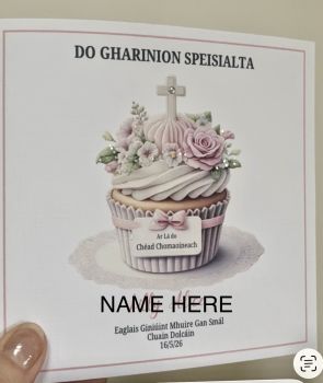 Celebrate a truly meaningful day with this beautifully handcrafted First Holy Communion card.
Made from premium 6x6 Irish linen card stock, this elegant piece features a delicate real lace dress detail, adding texture, grace, and a timeless feel. It&rsquo;s more than just a card&mdash;it&rsquo;s a keepsake to treasure long after the day has passed.
Perfect for granddaughters, goddaughters, daughters, nieces, sisters, cousins, or dear friends, this card captures the spirit of the occasion with a soft, heartfelt touch.
✨&nbsp;Features:

Luxurious Irish linen card stock
Intricate real lace dress embellishment
Unique handcrafted design
6x6 size &ndash; perfect for display or memory boxes

&nbsp;