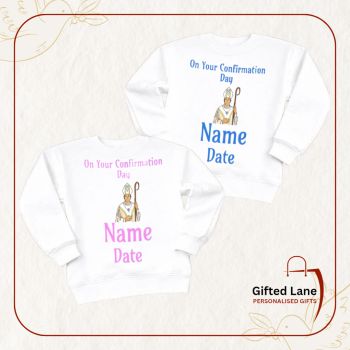 Personalised Confirmation Sweatshirt is a personalised gift and a keepsake of a special day. They can be personalised with any picture or text and with a date, name and short message on them. Another special personalised from Gifted Lane.&nbsp;