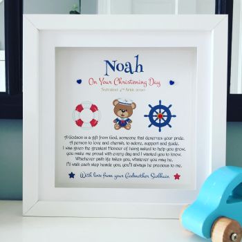 Personalised Christening Frame for Baby Boy