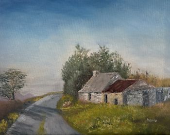 The winding path, Original cottage Painting, Vintage Rural , Vintage Rural Scene