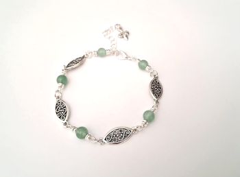 A beautiful antique silver, natural gemstone bracelet, (avemturine) handmade in Ireland from quality materials.&nbsp; This gorgeous bespoke piece is elegant, light and comfortable to wear, suitable for day or evening wear. Perfect for gifting, or a personal treat!&nbsp; It arrives in a pretty velvet pouch, and has free shipping!&nbsp;&nbsp;