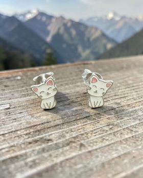 Cat Sterling Silver Stud Earrings
Earring Height: 9.2mm
Metal Material: Sterling Silver