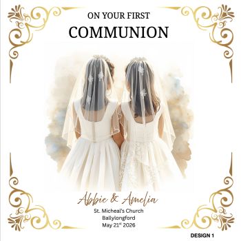 






A keepsake as special as the moment itself ✨














This bespoke luxury Communion card is designed to celebrate twin girls with elegance and meaning. Delicately finished with shimmering glitter details, it catches the light like a quiet blessing, adding a soft, magical sparkle to their special day.
Each card is fully personalized, featuring the twins&rsquo; names, along with the date and place of their First Holy Communion, creating a piece that is uniquely theirs. Printed on premium, high-quality cardstock, it has a beautiful weight and texture that feels as special as the occasion it marks.
More than just a card, it becomes a treasured memento. Thoughtfully designed to be framed, it transforms into a lasting reminder of faith, family, and a day filled with love.
For moments that deserve more than ordinary, this is a timeless, meaningful piece&hellip; a truly bespoke creation to cherish for years to come 💫






