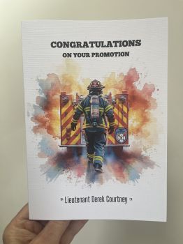 A card with presence, purpose, and a quiet roar of pride 🔥
This bespoke firefighter card is designed to honour every milestone in service, from promotions and retirements to congratulations and heartfelt thanks. Its versatility makes it the perfect tribute for any occasion where courage and dedication deserve recognition.
Each piece is fully personalised, featuring the recipient&rsquo;s name, rank, and details, creating something deeply individual. A standout touch lies in the design itself, with the fire department&rsquo;s logo carefully placed on the back of the fire truck, adding authenticity and a meaningful connection to their service.
Crafted in a classic C5 size and printed on premium linen card stock, it carries a refined texture and weight that feels substantial in hand, like the story it represents. This is not a mass-produced greeting plucked from a shelf. It&rsquo;s a tailored creation, made with intention.
You won&rsquo;t find these in the shops. This is a one-of-a-kind, bespoke card made for moments that matter, a keepsake worthy of the uniform it celebrates 🚒✨