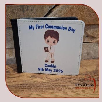 Personalised First Holy Communion Wallet is a personalised gift accessory and a keepsake of a special day. It can be personalised with any picture and text on them. Another special personalised gift from Gifted Lane&nbsp;