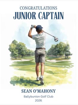 A refined keepsake for a rising star of the fairway ⛳
This bespoke Junior Golf Captain card is thoughtfully crafted on premium C5 linen cardstock, offering a subtle textured finish that feels as distinguished as the role it celebrates. Personalised with the recipient&rsquo;s name, club, and date, each card becomes a one-of-a-kind memento&mdash;marking a proud milestone in a young golfer&rsquo;s journey.
Elegant yet contemporary, the design balances luxury with sentiment, making it more than just a card&mdash;it&rsquo;s a lasting treasure to revisit long after the final putt drops. Perfect for presentations, award ceremonies, or commemorating a special appointment, this piece captures achievement with quiet sophistication and enduring charm.