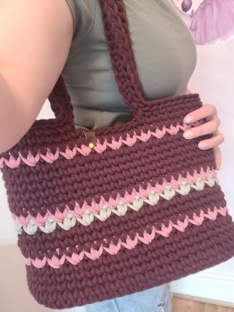 Handmade Signature Tote bag in Burgandy