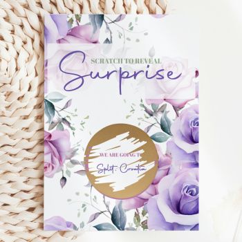 The Most Romantic Way to Reveal a Trip ✂️🌹
Lush purple and blush roses cascade across the card in full watercolour bloom, this is the most romantic and luxurious way to tell someone you're whisking them away. They read "Scratch to Reveal Surprise", pick up a coin, and scratch away the gold circle to discover your destination. That gasp of delight, that burst of excitement, handmade in Ireland by Printarelle.

Featuring a stunning watercolour design of oversized purple, violet, and blush roses with soft sage leaves, framing a circular reveal panel. Rich, romantic, and utterly opulent, a world apart from the botanical green designs, this one is all about dramatic floral luxury.