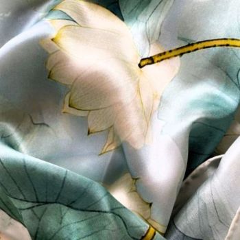 
My Irish Silk Gifts collection of scarves includes Waterlily made with the finest quality 100% pure silk, luxuriously soft and shimmery with a beautiful drape.
&ldquo;Waterlily&rdquo; scarf takes its inspiration from Monet&rsquo;s watercolours. Beautiful soft warm &nbsp;white waterlilies are set against a background of soft muted greens and shimmery silver greys.
This is a colour palette of delicate, pale hues that is very flattering and adds a touch of luxury on any occasion &ndash; a treasure to wear or to gift.
The size is a generous 180 x 40 cm to allow for a variety of lovely knots and ties.
Beautiful Gift Box: Hand-packaged in a beautiful gift box with a ribbon, sent with love from my Dublin studio. Silk care instructions included -with a hand-written message (optional)
Perfect Gift for mums, aunts, friends, grandmothers and a special gift for yourself.
&nbsp;