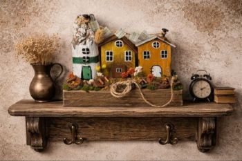 Handcrafted miniature coastal village! Made from reclaimed wood, this one-of-a-kind harbor scene brings a seaside charm to your home!