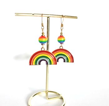 Gorgeous rainbow coloured/shaped earrings, handmade in Ireland with quality materials, Bespoke, fun, light and easy to wear. They arrive in a pretty organza bag, and have free shipping!
