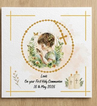 Handmade Personalised Boy's First Communion Card - Gift for boys, First Communion celebration, cards for boys. Confirmation card .