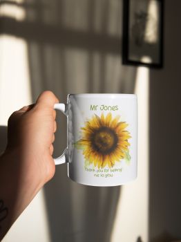 11oz Mug&nbsp;
Watercolour Sunflower style design&nbsp;
Mugs are dishwasher friendly&nbsp;
Lovely gift for a teacher, SNA, grandparent etc&nbsp;
This design can include a personalised touch with a name on top!&nbsp;