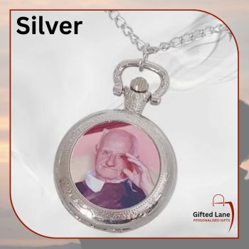 Personalised Pocket Watch is a personalised gift accessory for a occasion or a keepsake for a special person or day like. It can be personalised with a picture and with a small amount of text on it. Another special personalised gift from Gifted Lane