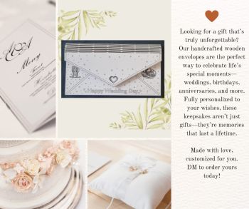 Elegant handcrafted wooden wedding envelope box &ndash; a unique and memorable way to gift money or special wishes on the big day. 💍✨