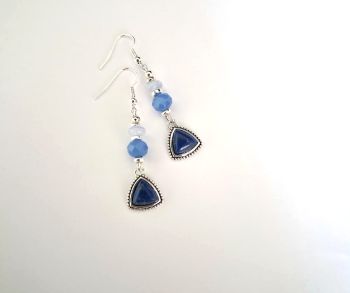 Beautiful earrings, handmade in Ireland with quality materials.&nbsp; Created in silver with beautiful glass beads in various shades of blue.&nbsp; Bespoke, lightweight and comfortable to wear, great for day or evening wear.&nbsp; Perfect for gifting, or for a personal treat! They arrive in a pretty organza bag, and have free shipping!