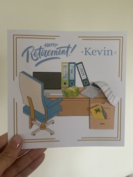 A handcrafted 7&times;7 card designed as a miniature office scene, layered with realistic 3D details and hidden surprises. Featuring a long attached receipt, a cash stash, &nbsp;personalised folders. The card recreates the charm of a busy desk in a compact keepsake format.
Personalized folders make each card unique. Choose your own names, messages, labels, &nbsp;dates, special words or logo to be printed on the folders, turning the workspace into a custom story made just for the recipient, every folder adds character and personality,&nbsp;&nbsp;for a one-of-a-kind display piece 📎🧾💵✨
Perfect for any occasion including retirements, farewell gifts, &ldquo;sorry you&rsquo;re leaving,&rdquo; good luck in a new job, promotions, birthdays, work anniversaries, or simply celebrating your favorite office legend.