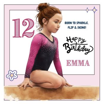 A beautiful personalized 6&times;6 gymnast card made just for her ✨ Customize the hair color and details to match your gymnast and create a keepsake she&rsquo;ll treasure. Pretty, playful, and full of sparkle, it&rsquo;s the perfect little gift to celebrate hard work, confidence, and big gymnastics dreams 🤸&zwj;♀️💖