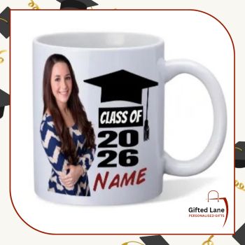 These mugs can personalised with any pictures or text on them of a child graduation from primary or secondary school, and can be personalised with the Child Name, Class Name and Date. It is a nice present for someone to remember their School Times. Another special personalised gift from Gifted Lane. Remember a personalised gift from Gifted Lane is always a special gift.