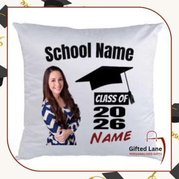 These Primary or Secondary School cushions can be personalised with any pictures or text on them for a child school graduation. Either with the Child Name, Class Name, Date and even Names of their classmates or pictures of them and their classmates. It is a nice present for someone to remember their School Times. Another special personalised gift from Gifted Lane.&nbsp; Remember a personalised gift from Gifted Lane is always a special gift.
