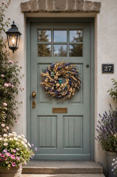 A beautiful, everlasting 29 cm rustic wreath featuring natural golden wheat, vibrant dried florals and two unique hand-painted miniature birdhouses. This unique piece brings a lovely touch to every house.&nbsp;
