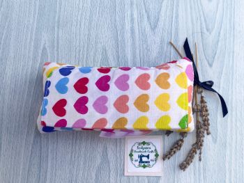These are chemotherapy port support pillows made using soft cotton fabric. Each pillow is filled to medium firmness for comfort. There is a large flap with two sets of velcro fastenings. The velcro will enable to the pillow to be attached to a chosen area.&nbsp;&nbsp;
Each pillow can vary slightly as each are handmade. I've used this multi-colourful love hearts print&nbsp;print for these pillows. I&rsquo;ve added a handmade with love by Rodgersonhandcraft tag too.
This support pillow is ideal for use directly after chemotherapy, or if the area feels tender.&nbsp;