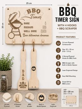 🔥 THE PERFECT GIFT FOR BBQ LOVERS! 🔥
Looking for a unique gift for someone who lives for great BBQ, good food, and unforgettable grill sessions?
Our BBQ Timer Sign with BBQ Scraper is a fun and practical addition to any grilling area.
&nbsp;