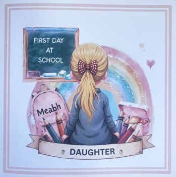 Personalised First Day at School Card &ndash; For &nbsp;Girls
Celebrate one of life&rsquo;s biggest milestones with a keepsake card created especially for their very first day at school.
Each card is personalised with your child&rsquo;s&nbsp;name,&nbsp;hair colour, and&nbsp;school uniform jumper colour, making it a unique reminder of a special moment they&rsquo;ll always look back on.
Whether it&rsquo;s for a&nbsp;grandchild, godchild, niece, daughter, or someone special, this thoughtful personalised card captures the excitement, pride, and memories of starting school.
A beautiful keepsake to treasure for years to come and make their first day one to remember always.
Personalisation includes:&bull; Child&rsquo;s name&bull; Hair colour&bull; Uniform jumper colour
Perfect for girls starting their school journey.