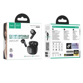 Enjoy reliable wireless audio with the HOCO EQ33 Gem True Wireless Earbuds. Featuring Bluetooth 5.4, up to 7 hours of playback, touch controls, app support, and a compact charging case, they're perfect for music, calls, and everyday listening.
