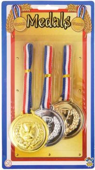Celebrate achievements with this Winner's Medal Set featuring gold, silver, and bronze medals. Each 6cm medal comes with an 80cm red, white, and blue neck cord, making them ideal for sports days, competitions, school events, and award ceremonies.
