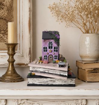 One-of-a-kind handcrafted wooden book stack,hand-painted with acrylic colour and carefully decorated, is perfect for any room!