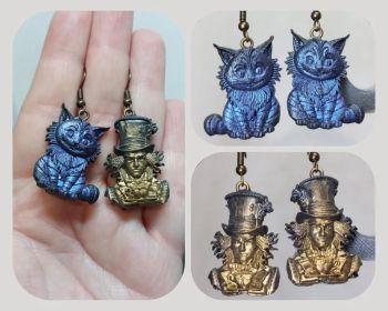 Step into a whimsical storybook world with these charming resin dangle earrings inspired by classic fantasy characters.&nbsp;
Each pair features playful designs reminiscent of a curious girl adventurer, a mischievous tea party host, a regal heart-themed queen, and card-inspired figures&mdash;bringing a magical and imaginative feel to your style.
Handcrafted with care, these earrings are made from resin, allowing for detailed designs and a smooth, glossy finish. Lightweight and comfortable, they are perfect for everyday wear or for adding a fun, fantasy-inspired touch to your outfit.
✨Allow for some color difference