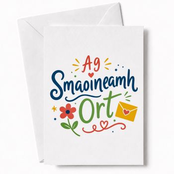 

&nbsp;


&nbsp;




ILLUSTRATED THINKING OF YOU CARD: This card carries the Irish phrase "Ag Smaoineamh Ort" meaning Thinking of You, surrounded by a cheerful floral illustration with hearts, a flower, and an envelope motif. A genuinely warm way to reach out to someone you care about, in Irish.

