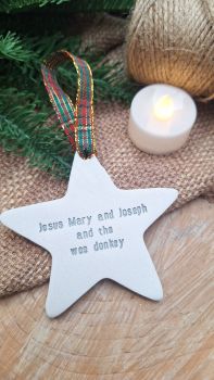 Perfect tree decoration for Christmas. This humorous little clay hanging decoration is as many of you know, a very well known Irish saying . It made me laugh out loud when I heard it again on tv and I thought it would make a lovely gift piece to bring a smile to someone else’s face . Perfect for that home office notice board/wall. Indoor use only