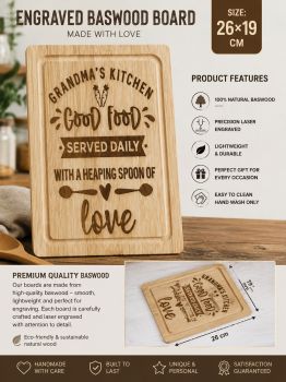🍴 Personalized Engraved Bamboo Cutting Board 🌿
Add a warm, personal touch to any kitchen with our beautifully laser engraved bamboo cutting boards.