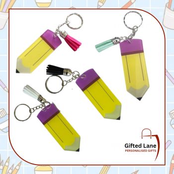 Keep your bag or pencil case safe with a Personalised Tassel Pencil Keyring from Gifted Lane. Available with 4 different tassel colours our keyrings can be personalised with a picture or text on them. Another special personalised gift from Gifted Lane. Check out our store today and view our full range of personalised gifts from Gifted Lane. Remember a personalised gift from Gifted Lane is always a special gift