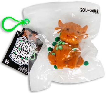 Moo-ve over, there is a new squishy in town! The Scrunchems Sticky Squishy Highland Cow is a charming, ultra-satisfying tactile toy designed for ultimate sensory fun. Featuring a super soft, sticky "taba" texture, earth-toned countryside details, and playful leaf and pom-pom mix-ins, this palm-sized pocket companion is perfect for stress relief, fidgeting, or clipping straight onto your backpack.