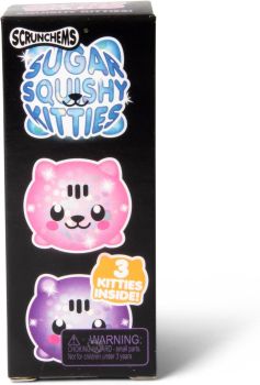 Meet the purr-fect trio! The Tobar Scrunchems Sugar Diddy Kitties pack features three super cute, glittery, kawaii-faced feline squishy balls designed to melt away stress. Filled with a durable, non-toxic jelly compound, these hypoallergenic pocket companions are free from BPA, phthalates, and latex. Ideal for calming mindfulness, office focus, or sensory play, they offer a deeply satisfying squeeze that always returns to its original shape.