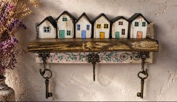 One-of-a-kind handcrafted wooden key holder with 2 hooks is special for any entryway or for a special gift! 25/8/11 cm!