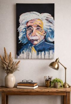 This hand-painted 91/61/4 cm original acrylic canvas art brings an iconic historical figure to life through expressive textures and a modern abstract aesthetic. Ready to hang, perfect for any space!