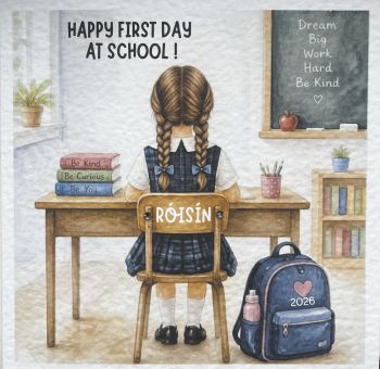 Celebrate Their Very First Day at School!
Capture the excitement of this unforgettable milestone with a beautifully personalized keepsake card, designed to be treasured for years to come.
Printed on premium&nbsp;6x6-inch luxury linen card stock, this deluxe-quality card is fully customized with your child's&nbsp;hair colour and hairstyle, making it a truly unique gift. Personalize it with your child's&nbsp;name&nbsp;and&nbsp;the year&nbsp;to create a lasting reminder of their special first day at school.
Perfect for celebrating a brand-new adventure, this thoughtful keepsake is a wonderful gift for children starting school and a cherished memory for parents to look back on for years to come.
Product Features:

Premium 6x6-inch deluxe hammer card stock
Personalized with your child's name and year
Customize hair colour and hairstyle
High-quality keepsake card
A special way to remember their first day at school
