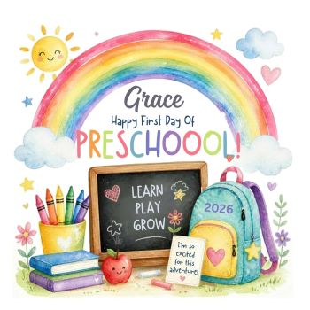 Celebrate a milestone that deserves to be remembered with a beautifully handcrafted&nbsp;First Day of Preschool&nbsp;keepsake card.
Printed on luxurious&nbsp;6x6 deluxe hammered cardstock, this premium card is thoughtfully designed to mark one of life's first big adventures. Each card is&nbsp;personalised with your child's name and the year, creating a treasured keepsake that can be looked back on for years to come.
A meaningful keepsake, lovingly created&nbsp;for moments that deserve more.