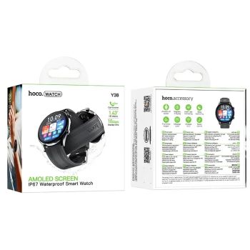 Stay connected and track your health with the Hoco Y38 AMOLED Smart Watch. Featuring a stunning 1.96-inch AMOLED display, Bluetooth calling, heart rate and SpO₂ monitoring, sleep tracking, multiple sports modes, and an IP67 waterproof rating, it's the perfect smartwatch for work, fitness, and everyday life.