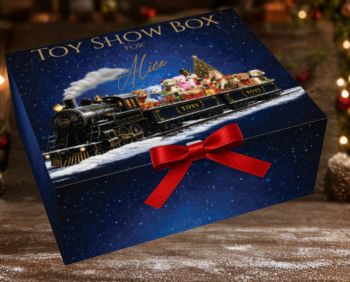 Personalised Toy Show Express Train Giftbox / Treatbox
Fillable treat box perfect for the Toy Show.
High quality print with luxury double faced red satin ribbon.
Box measures 31x25x12cm. Personalised with a name in a choice of colour vinyl.
Shipped flat.
Boxes will ship from end of August onwards