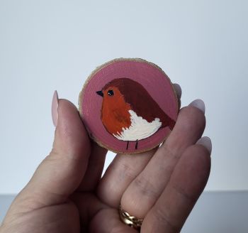 Handmade wooden magnet, hand-painted with acrylic and varnish, approx. 5/5 cm, perfect for your fridge or as a unique gift.