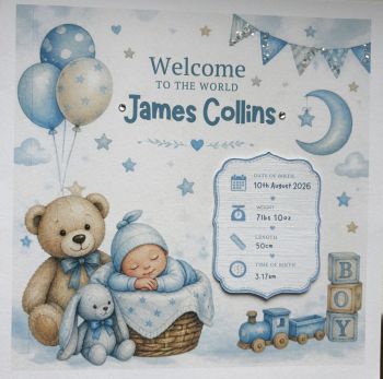 A beautiful&nbsp;bespoke baby keepsake card, perfect for celebrating the arrival of a precious&nbsp;baby boy or baby girl. Personalised with the&nbsp;baby&rsquo;s name and birth details, making it a unique and meaningful keepsake for new parents.
Beautifully crafted on&nbsp;luxurious 6x6 hammered card stock, this elegant card is designed to be treasured long after the special arrival.&nbsp;Personalised, bespoke and made with love. 🤍