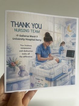 To Our Wonderful Maternity Ward Team &ndash; With Heartfelt Thanks
A beautiful&nbsp;bespoke keepsake card, created as a special way to say thank you to the wonderful nursing team who cared for you and your little one.
Beautifully crafted on&nbsp;luxury 6x6 linen card stock, this card can be&nbsp;personalised with the maternity ward and hospital details, making it a truly meaningful and unique thank-you gift.
Available in&nbsp;pink or blue, it&rsquo;s a thoughtful way to show your appreciation for the care, kindness and support given during such a special time.
A&nbsp;bespoke keepsake card designed to be treasured as a lasting reminder of the wonderful team who helped make your maternity journey so special. 💕