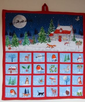 HANDMADE REUSABLE ADVENT CALENDAR.
COUNTDOWN TO CHRISTMAS DAY.&nbsp;
FILL THE POCKETS WITH TREATS, MESSAGES OR SMALL GIFTS.
USE YEAR AFTER YEAR.