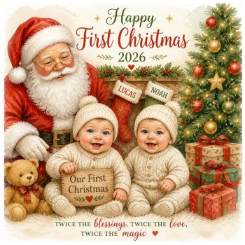 🎄✨&nbsp;DOUBLE THE JOY THIS CHRISTMAS&nbsp;✨🎄
Celebrate the magic of&nbsp;two little boys and their very first Christmas&nbsp;with a beautiful&nbsp;luxury bespoke personalised Trinket Card.
Perfect for&nbsp;twin boys, each card is individually made and personalised with the babies&rsquo; names, making it a truly special and thoughtful Christmas keepsake.
💕&nbsp;Personalised with their names🎄&nbsp;Designed especially for twins✨&nbsp;Perfect for their First Christmas🎁&nbsp;Luxury bespoke keepsake card❤️&nbsp;A special memento to treasure for years to come
Whether you're looking for a&nbsp;personalised Christmas card for twins, a&nbsp;first Christmas gift for twin babies, or a unique keepsake for new parents, this special card is a beautiful way to celebrate their first Christmas together.
Two little names. Two little personalities. One very special Christmas.&nbsp;🎄❤️
&nbsp;